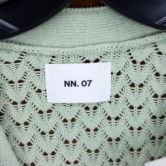 NN07 Sweater Mens XL Lime Green Cardigan Button Up Loose Knit Cotton MANUEL $305 - Picture 3 of 10